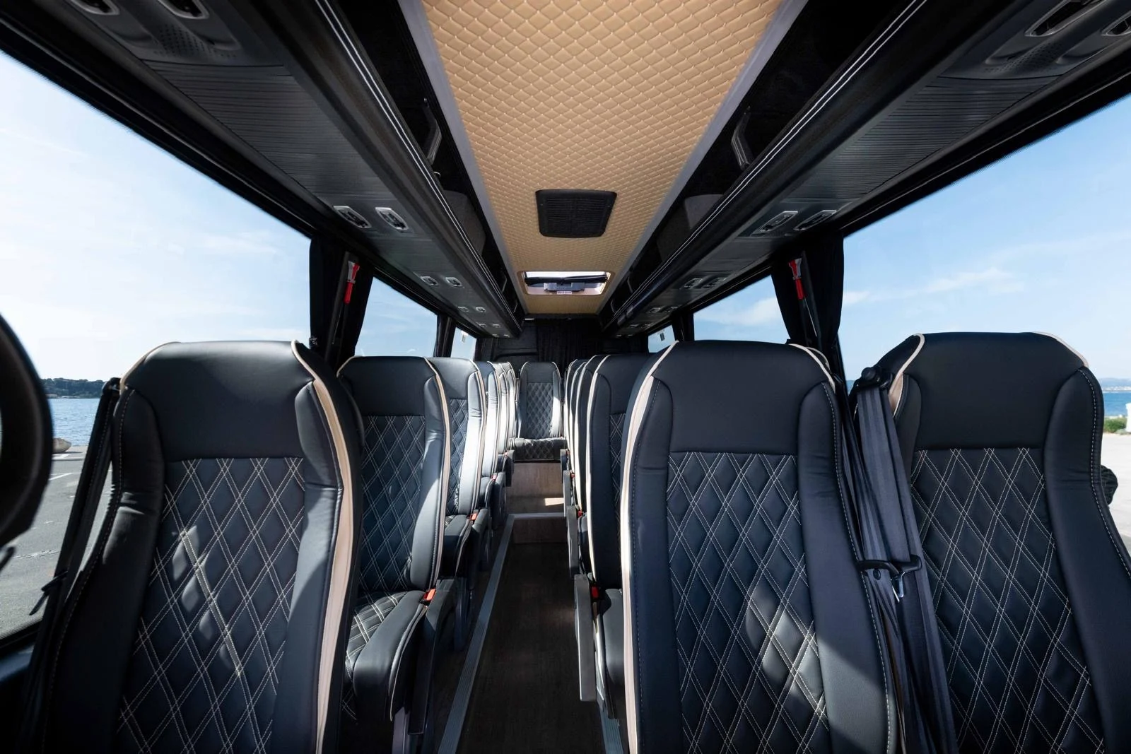 Mercedes Sprinter VIP cabin with quilted leather seats
